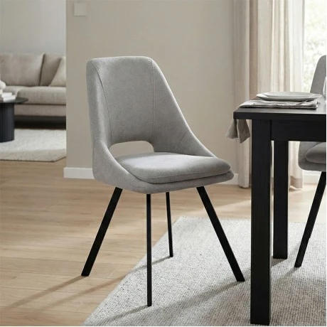 Chair Initiate pakoworld fabric grey-black metal leg 48x57x85cm