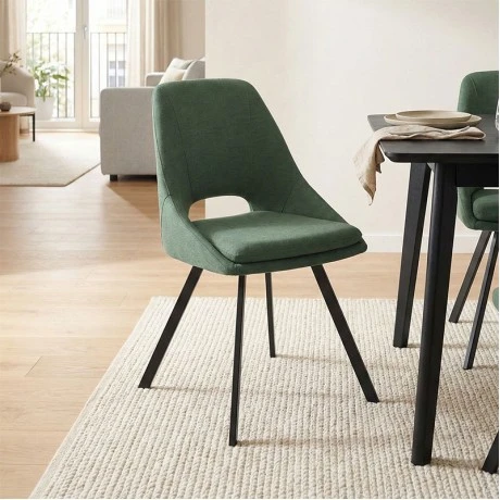 Chair Initiate pakoworld fabric green-black metal leg 48x57x85cm