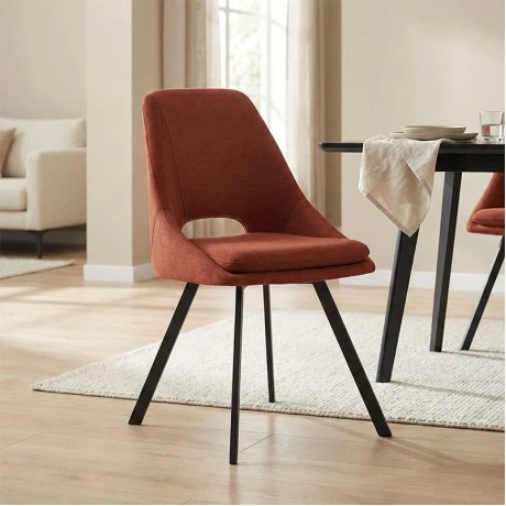 Chair Initiate pakoworld fabric terracotta-black metal leg 48x57x85cm