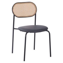 James stackable chair pakoworld pe rattan beige-pu black-metal natural