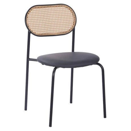 James stackable chair pakoworld pe rattan beige-pu black-metal natural