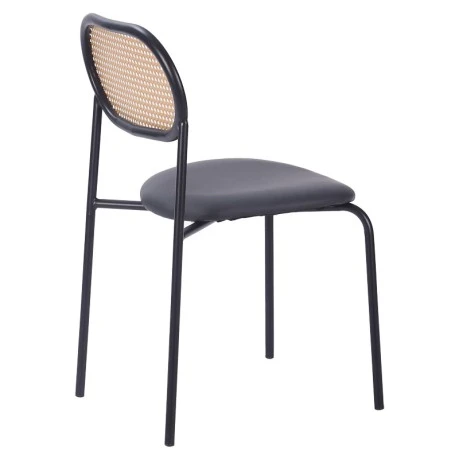James stackable chair pakoworld pe rattan beige-pu black-metal natural