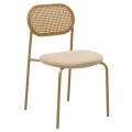 James chair pakoworld pe rattan fabric beige-metal natural