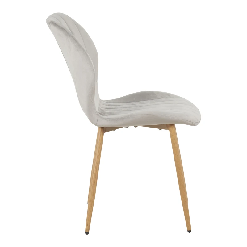 Jelour pakoworld velvet chair in grey shade-natural metal legs 46.5x60x84cm