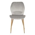 Jelour pakoworld velvet chair in grey shade-natural metal legs 46.5x60x84cm