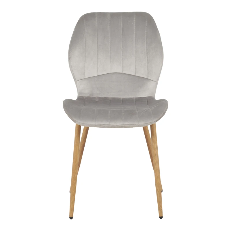 Jelour pakoworld velvet chair in grey shade-natural metal legs 46.5x60x84cm