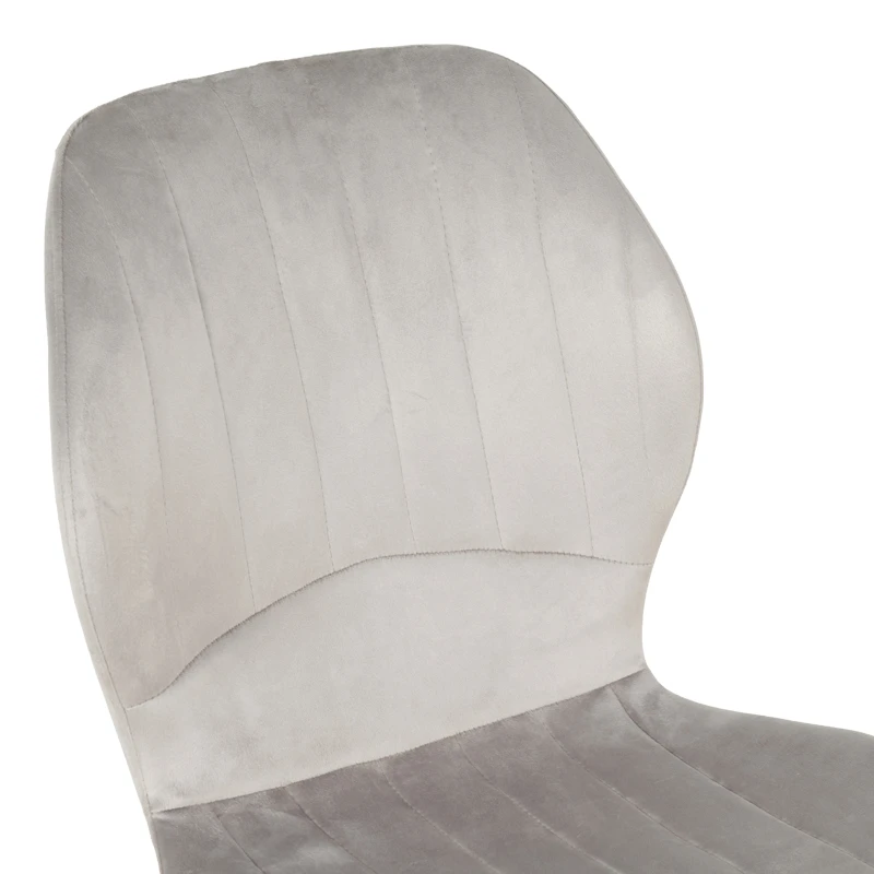 Jelour pakoworld velvet chair in grey shade-black metal legs 46.5x60x84cm
