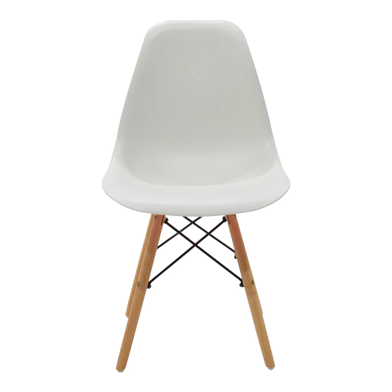 Julita pakoworld chair white PP with wooden legs in natural finish 46x52x81cm