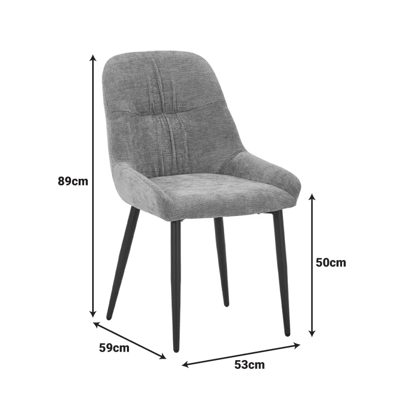 Larissia pakoworld chair anthracite fabric-black metal leg 53x59x89cm