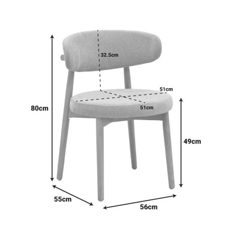 Luben chair pakoworld beige fabric - rubberwood in natural shade 53x54x79cm