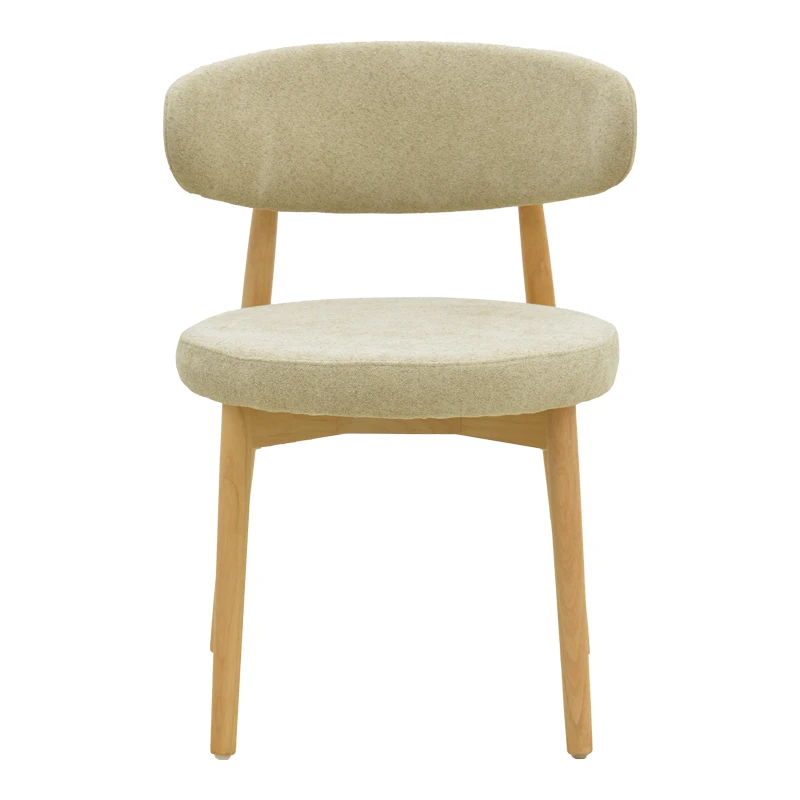 Luben chair pakoworld beige fabric - rubberwood in natural shade 53x54x79cm