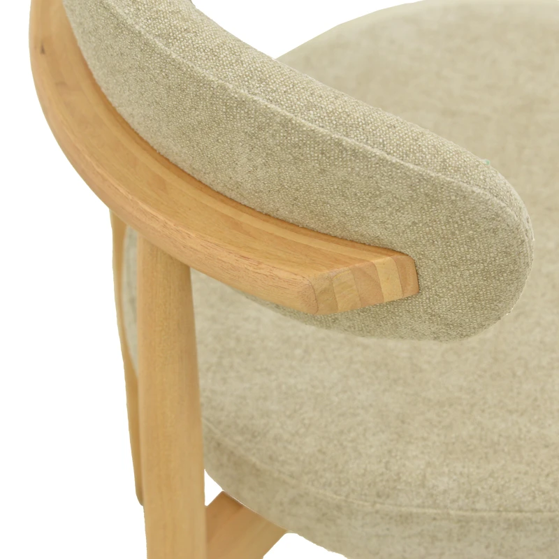 Luben chair pakoworld beige fabric - rubberwood in natural shade 53x54x79cm