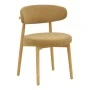 Luben chair pakoworld brown fabric - rubberwood in natural shade 53x54x79cm