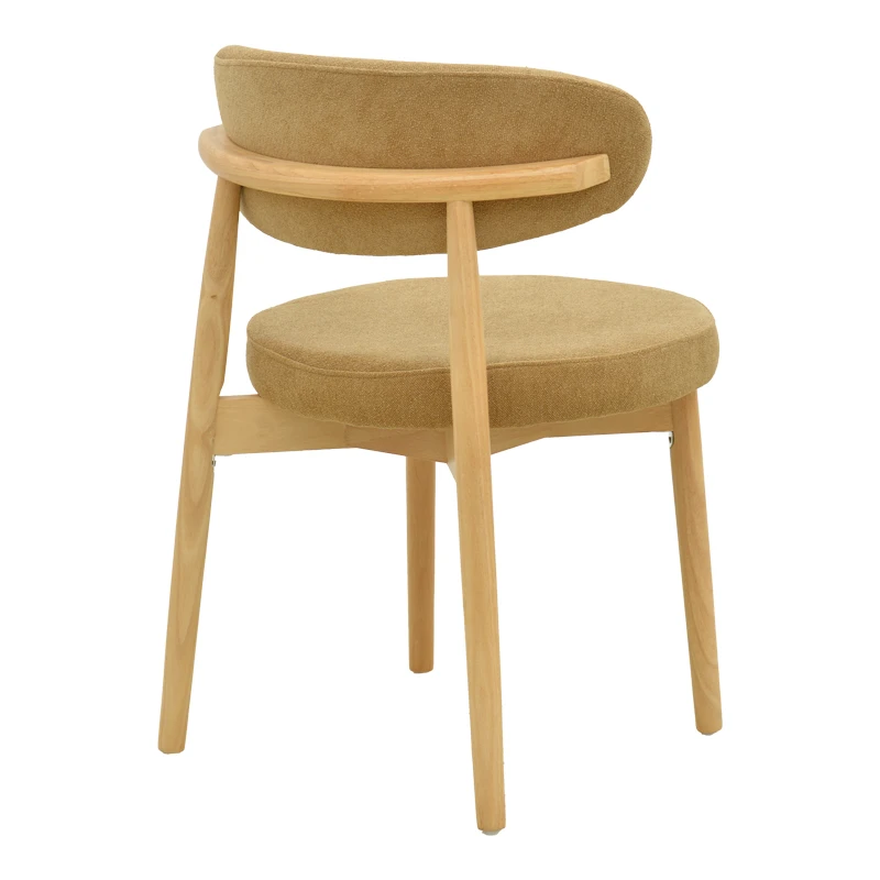 Luben chair pakoworld brown fabric - rubberwood in natural shade 53x54x79cm