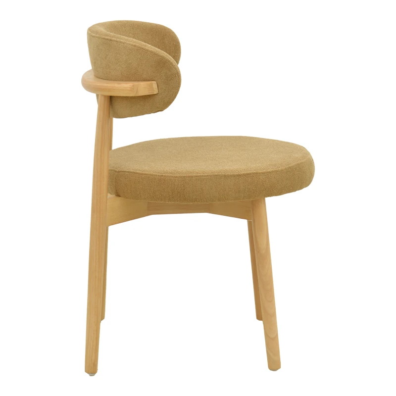 Luben chair pakoworld brown fabric - rubberwood in natural shade 53x54x79cm