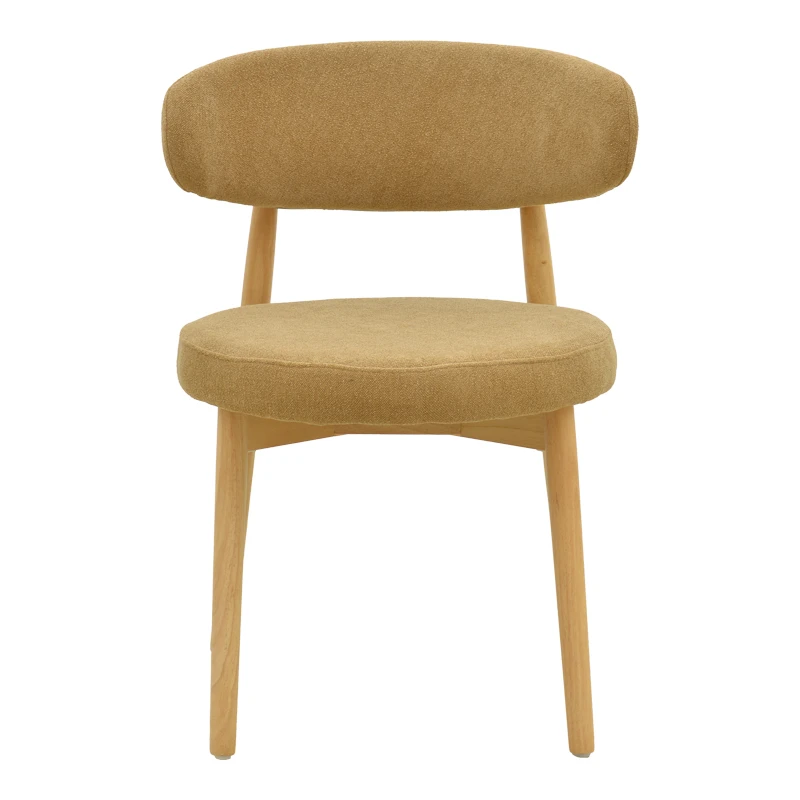 Luben chair pakoworld brown fabric - rubberwood in natural shade 53x54x79cm
