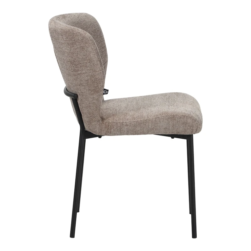 Mavier chair pakoworld grey beige fabric-black metal legs 48x61.5x82cm