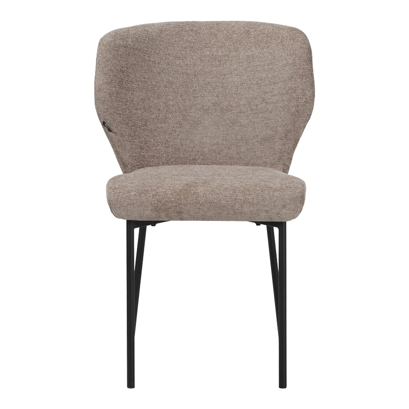 Mavier chair pakoworld grey beige fabric-black metal legs 48x61.5x82cm