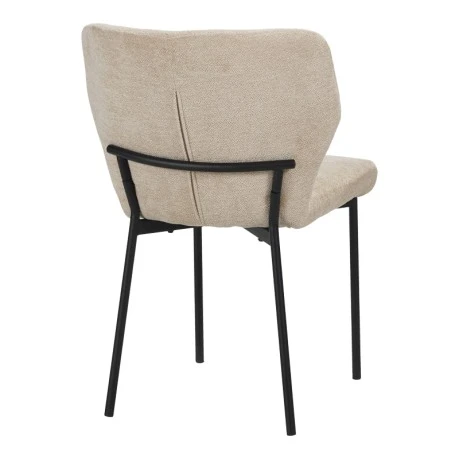 Mavier chair pakoworld beige fabric-black metal legs 48x61.5x82cm