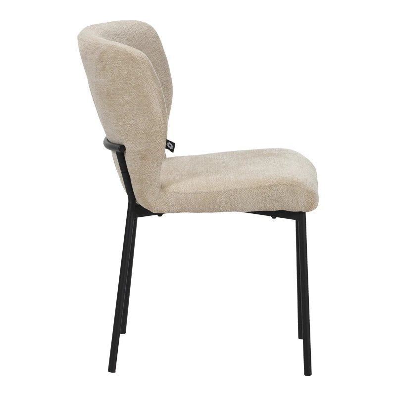 Mavier chair pakoworld beige fabric-black metal legs 48x61.5x82cm