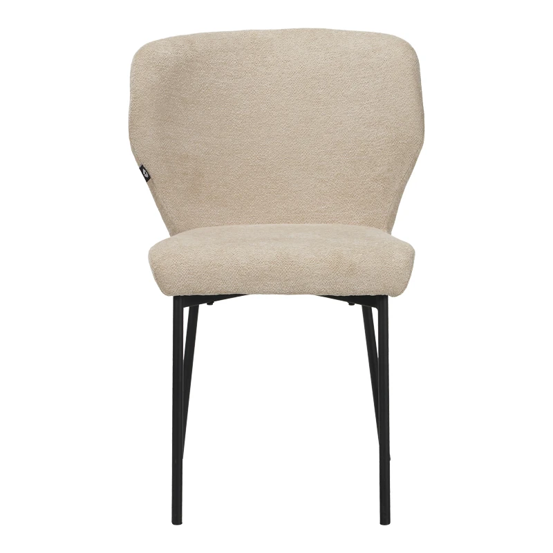 Mavier chair pakoworld beige fabric-black metal legs 48x61.5x82cm