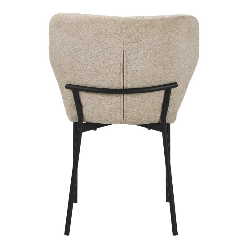 Mavier chair pakoworld beige fabric-black metal legs 48x61.5x82cm