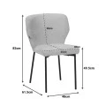 Mavier chair pakoworld beige fabric-black metal legs 48x61.5x82cm