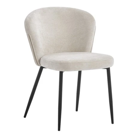 Chair Mercy pakoworld beige fabric with black metal leg 57x60.5x79cm