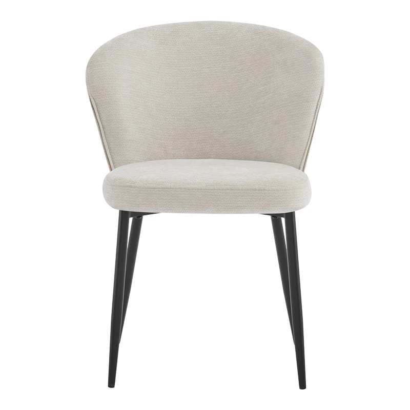 Chair Mercy pakoworld beige fabric with black metal leg 57x60.5x79cm