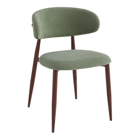 Moss chair pakoworld pistachio - walnut fabric metal legs 53x50x76cm