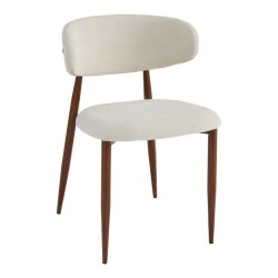 Moss chair pakoworld beige - walnut fabric metal legs 53x50x76cm Moss chair pakoworld beige - walnut fabric metal legs 53x50x76cm