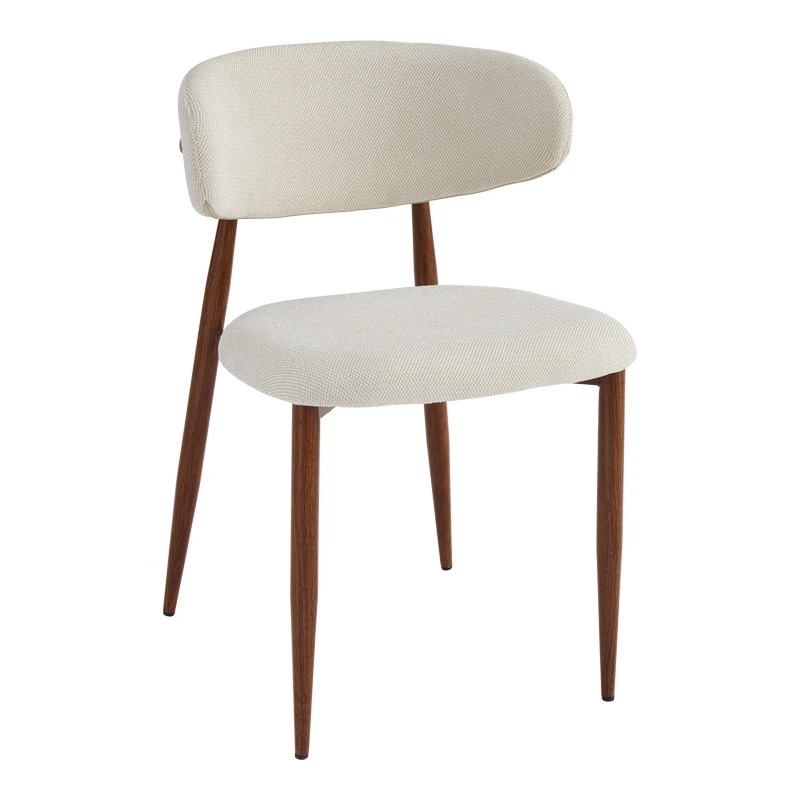 Moss chair pakoworld beige - walnut fabric metal legs 53x50x76cm
