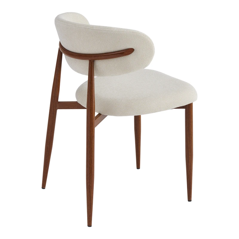 Moss chair pakoworld beige - walnut fabric metal legs 53x50x76cm