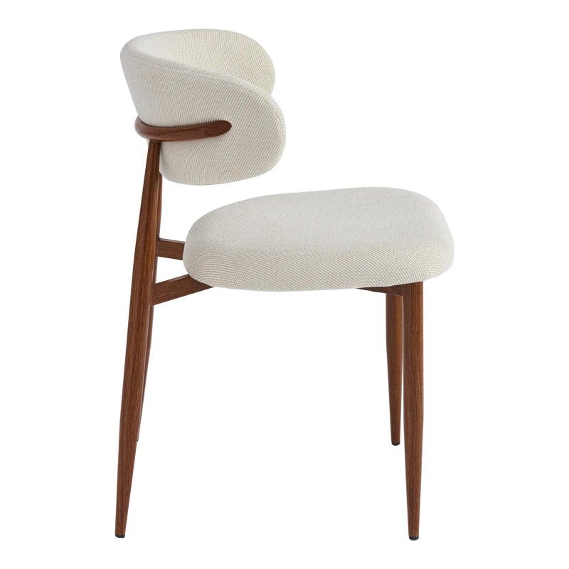 Moss chair pakoworld beige - walnut fabric metal legs 53x50x76cm