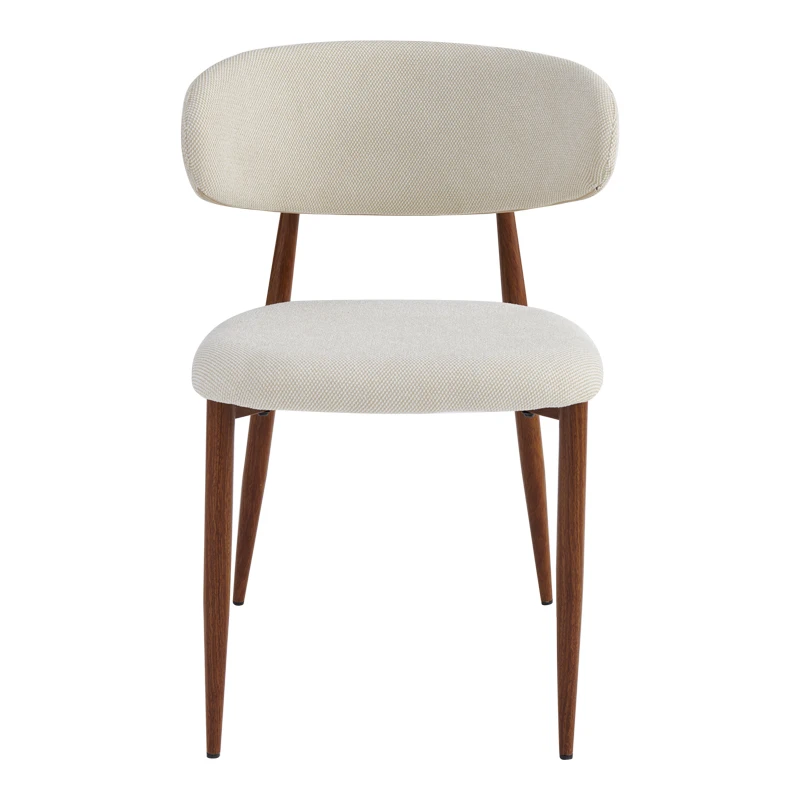 Moss chair pakoworld beige - walnut fabric metal legs 53x50x76cm