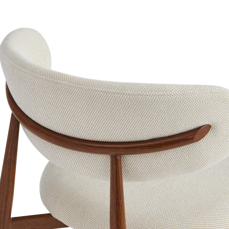 Moss chair pakoworld beige - walnut fabric metal legs 53x50x76cm