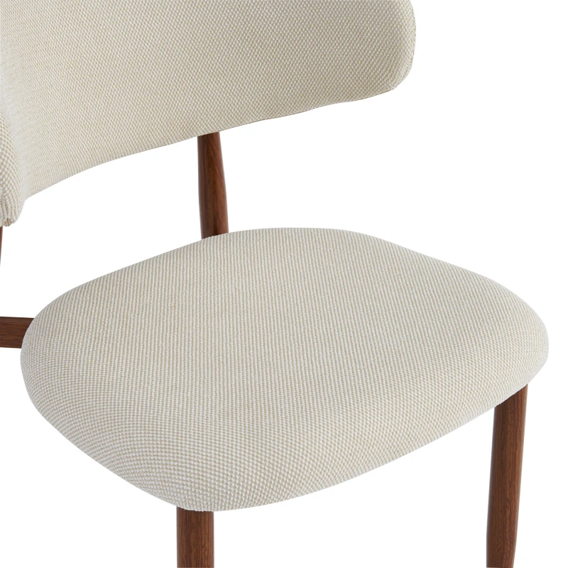 Moss chair pakoworld beige - walnut fabric metal legs 53x50x76cm