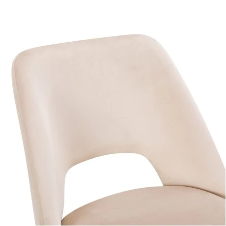 Chair Nelda pakoworld beige velvet fabric with metal black color leg 44x58x82cm