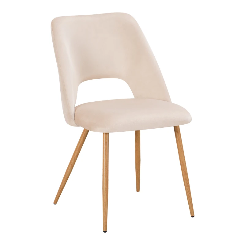 Chair Nelda pakoworld beige velvet fabric with metal natural color leg 44x58x82cm