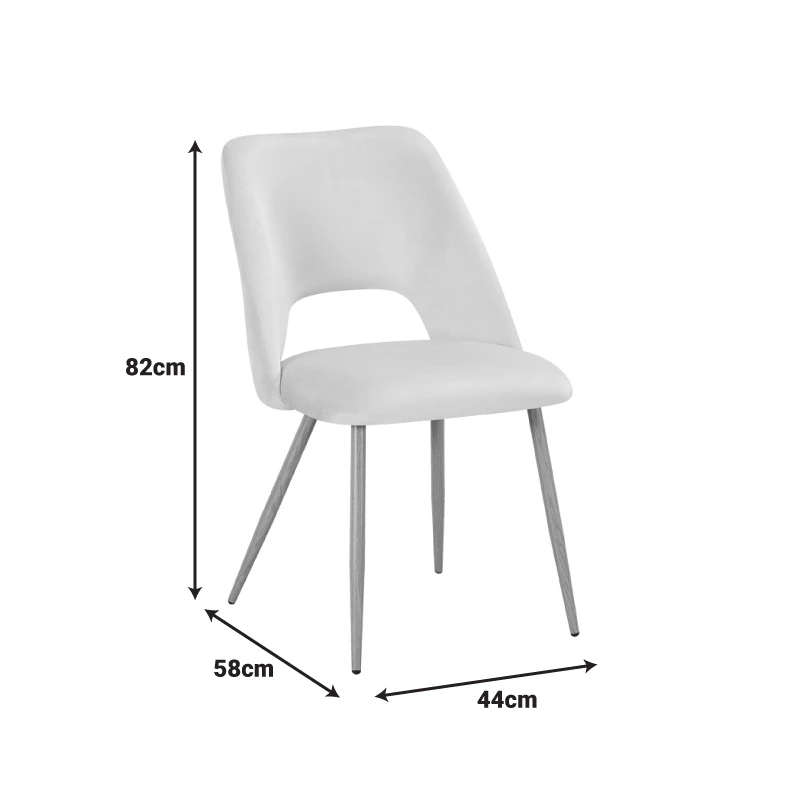 Chair Nelda pakoworld beige velvet fabric with metal natural color leg 44x58x82cm
