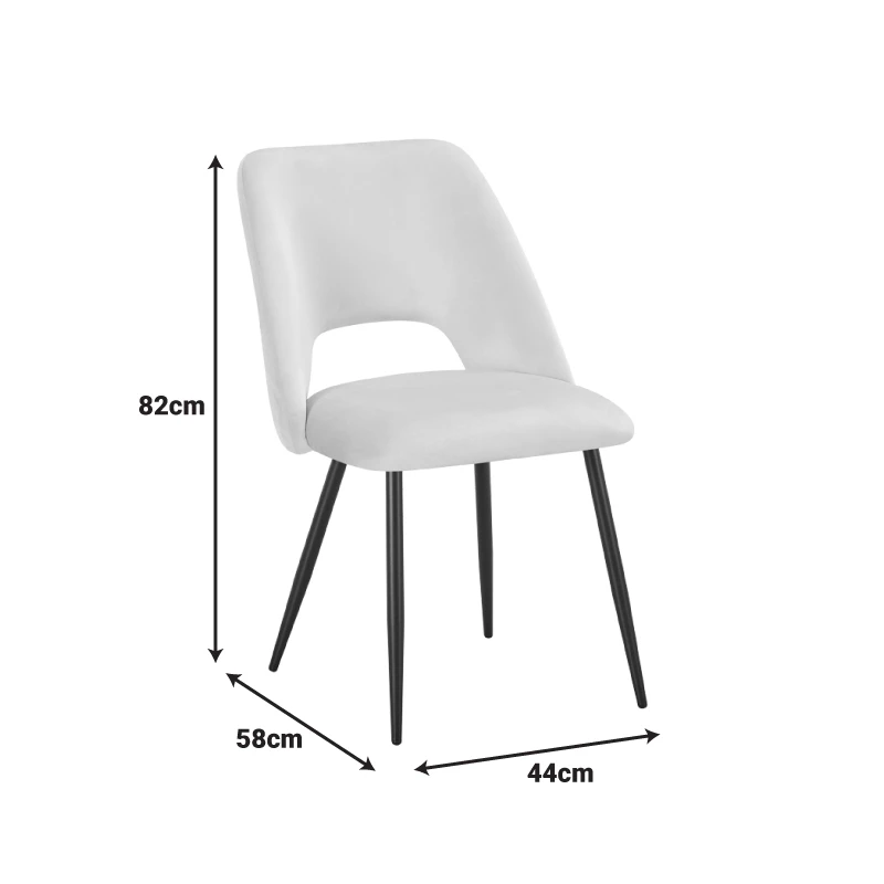 Chair Nelda pakoworld dusty rose velvet fabric with metal black color leg 44x58x82cm
