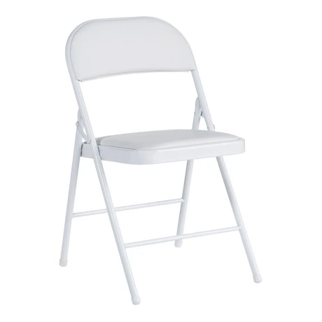 Foldable chair Niro pakoworld pu-metal in white color 46x46x79cm