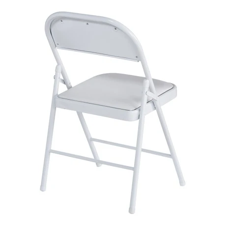 Foldable chair Niro pakoworld pu-metal in white color 46x46x79cm
