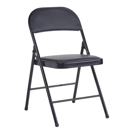 Foldable chair Niro pakoworld pu-metal in black color 46x46x79cm