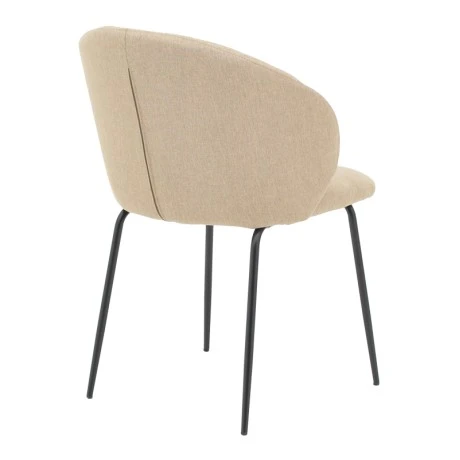 Chair Olympian pakoworld beige fabric-black metal leg 50x55x83cm