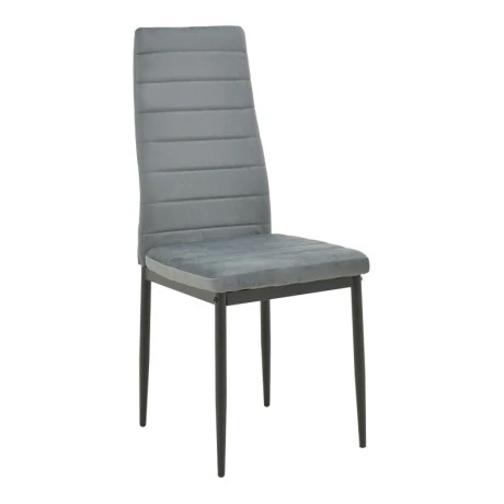 Chair Parker pakoworld grey velvet with black metal leg 41x48x96cm