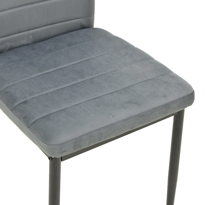Chair Parker pakoworld grey velvet with black metal leg 41x48x96cm