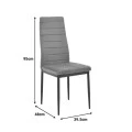 Chair Parker pakoworld grey velvet with black metal leg 41x48x96cm