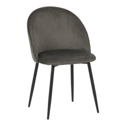 Chair Perch pakoworld velvet in anthracite with black metal legs 50x43x82cm Chair Perch pakoworld velvet in anthracite with black metal legs 50x43x82cm
