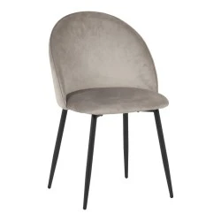 Chair Perch pakoworld velvet in grey with black metal legs 50x43x82cm Chair Perch pakoworld velvet in grey with black metal legs 50x43x82cm